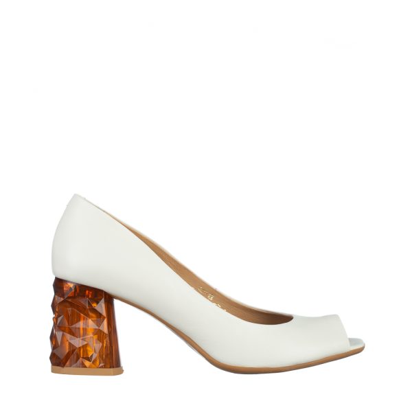 Pantofi dama Marco albi din piele naturala Estella