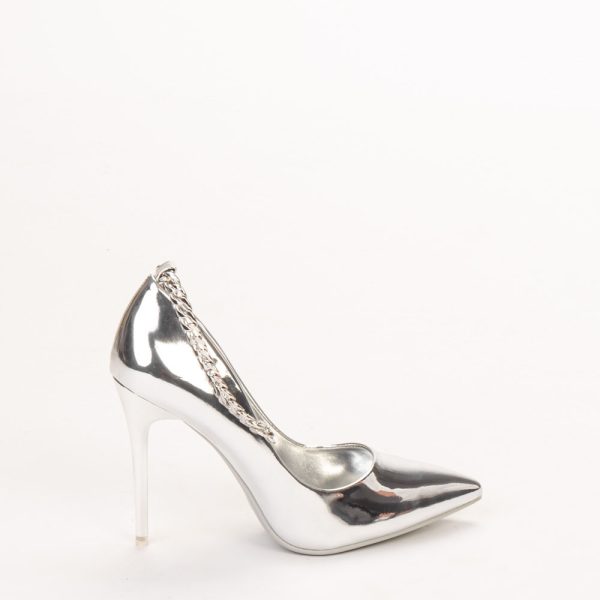 Pantofi dama cu toc Delir argintii