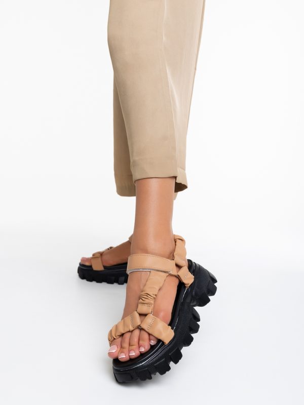 Sandale dama bej din piele ecologica Orlena
