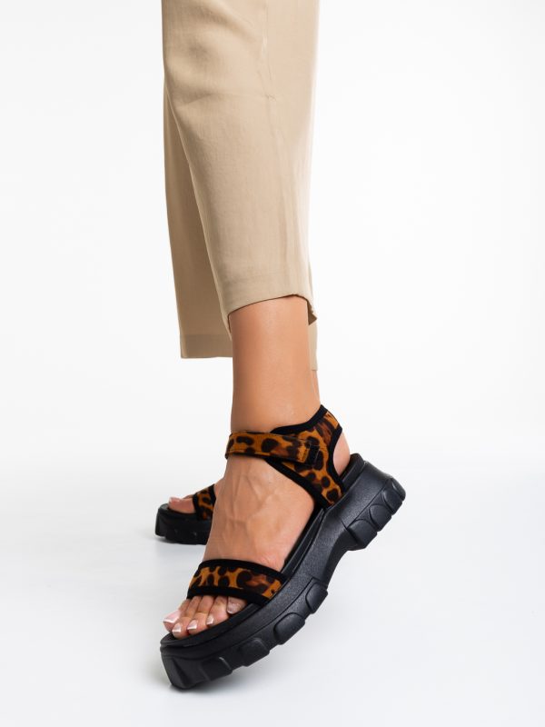 Sandale dama leopard din material textil Taneya