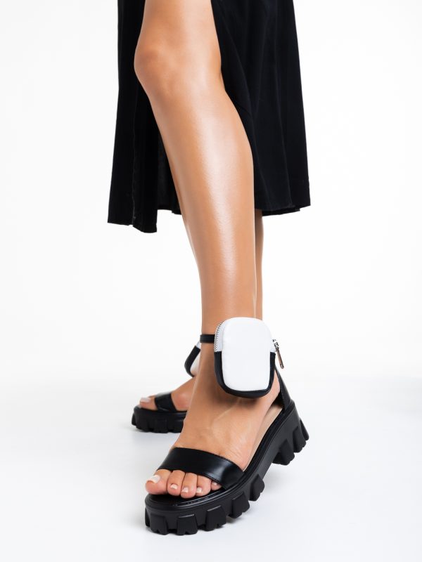 Sandale dama negre din piele ecologica Elantra