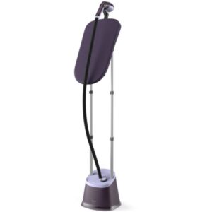 Aparat de calcat vertical Philips cu abur cu picior (2 stalpi de sustinere), 2000W, capat cu placa de plastic, 3 setari pentru abur cu debit continuu de abur de 40g/min, placa...
