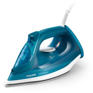 Fier de calcat Philips DST3040/70, putere 2600W, jet continuu de abur 40g/min, culoare albastru deschis, rezervor de apa 300ml, talpa ceramica, oprire automata.