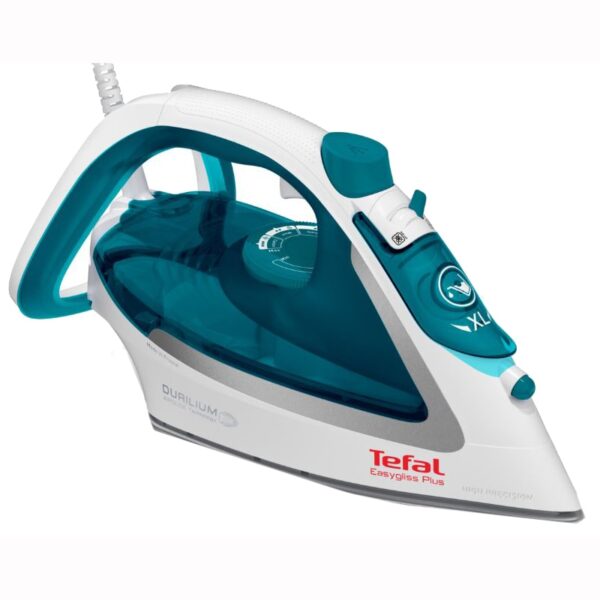 Fier de calcat Tefal EasyGliss Plus FV5718E0, 2500W, jet de abur 195 g/min, abur variabil 0-45 g/min, rezervor apa 270 ml, talpa Durilium AirGlide, functie calcare verticala,...