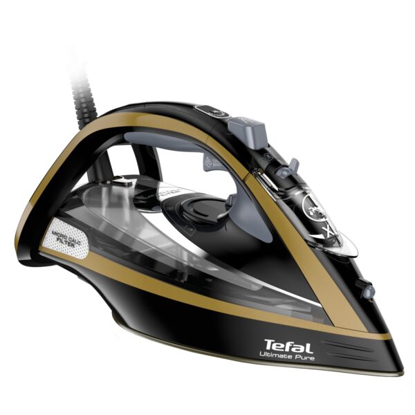 Fier de calcat Tefal Ultimate Pure FV9865, 3000 W, jet de abur 250 g/ min, abur variabil 0-60g/min, rezervor apa 350 ml, talpa Durilium AirGlide Autoclean, oprire automata,...