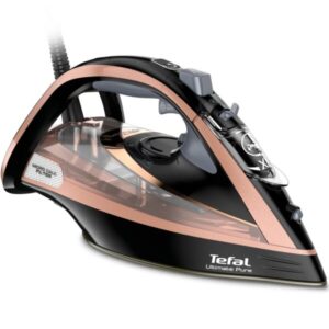 Fier de calcat Tefal Ultimate Pure FV9867E0, 3000W, talpa Durilium AirGlide Autoclean, jet de aburi 260 g/ min, tehnologie Micro-Calc Filter 2in1, negru