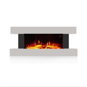 Semineu Electric de Perete, Incorporabil, cu WIFI, Luminozitate Reglabila LED,7 Culori Flacara, Functie Smart, Sunet de Foc, Busteni Inclusi, 1000W/2000W, Safecare